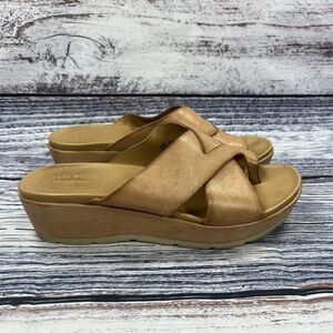 Kork Ease Baja Brown Leather Platform Wedge Sandals, Women’s Size 10